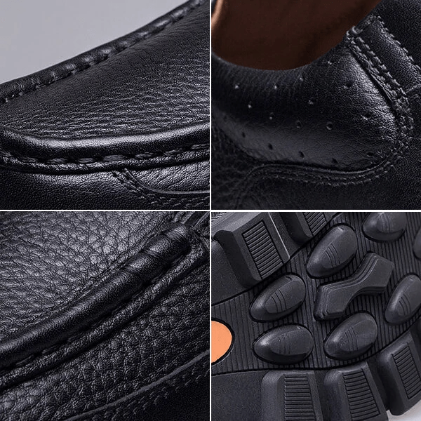 Mens Comfy Soft Bottom Genuine Leather Slip On Loafers-MENSZONES