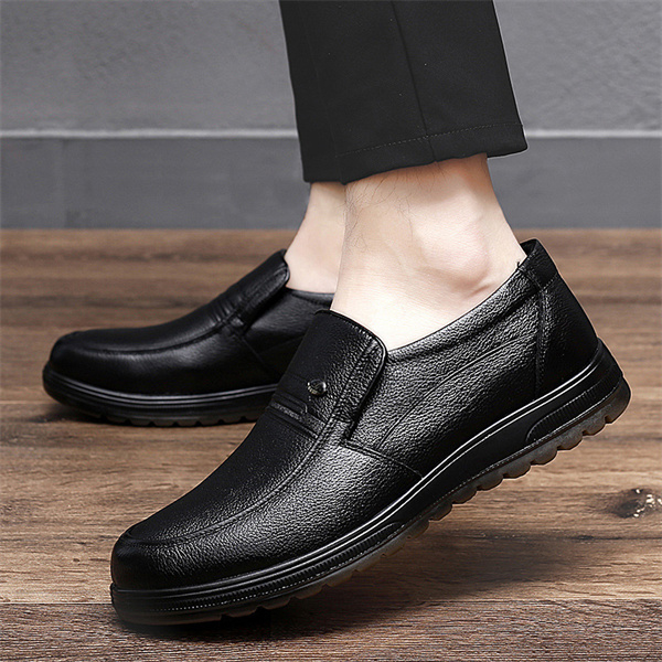 Men's leather soft sole casual loafers-MENSZONES