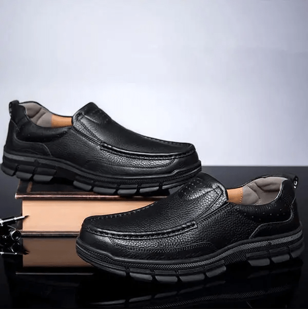 Mens Comfy Soft Bottom Genuine Leather Slip On Loafers-MENSZONES