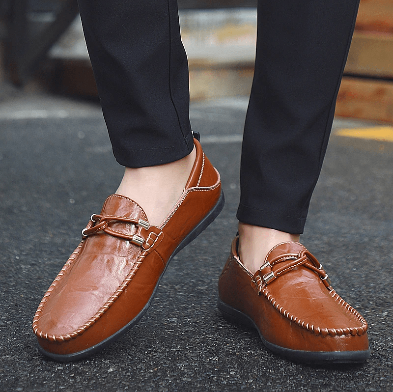 Genuine Leather Comfy Casual Business Slip On Loafer Moccasins Shoes-MENSZONES