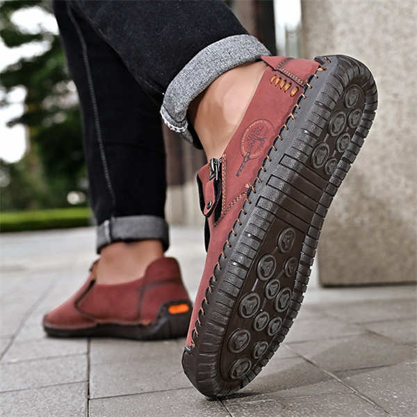 Men's handmade genuine leather non-slip soft sole casual loafers