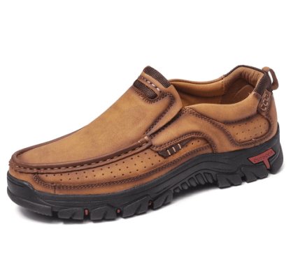 Men's Casual Non-Slip Comfy Breathable Leather Slip On Lofers-MENSZONES