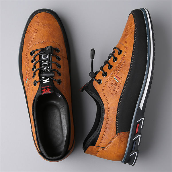 Men's genuine leather lace-up soft-soled casual shoes-MENSZONES