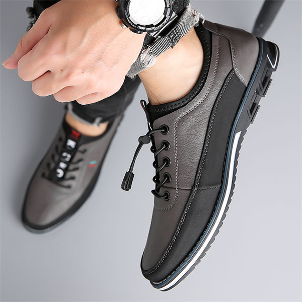 Men's genuine leather lace-up soft-soled casual shoes-MENSZONES
