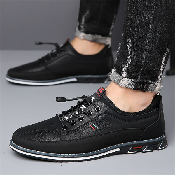 Men's genuine leather lace-up soft-soled casual shoes-MENSZONES