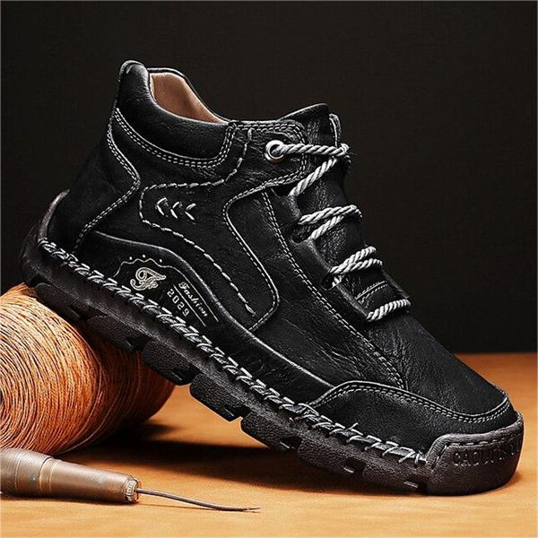 Men's genuine leather handmade non-slip waterproof casual shoes-MENSZONES