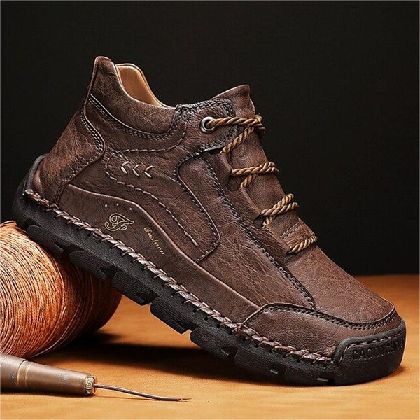 Men's genuine leather handmade non-slip waterproof casual shoes-MENSZONES