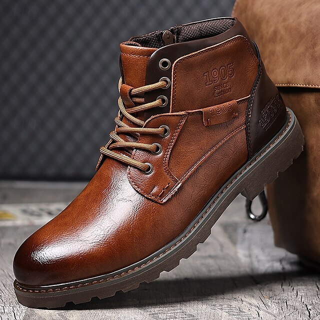 Men's genuine leather waterproof and non-slip vintage Martin boots-MENSZONES