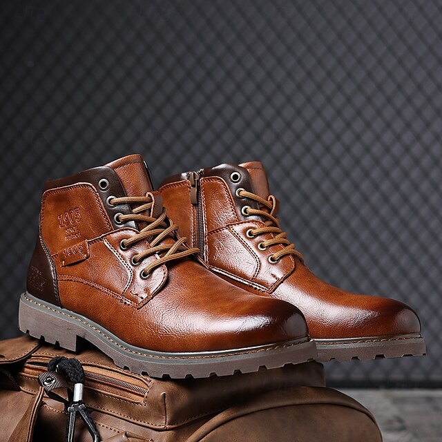 Men's genuine leather waterproof and non-slip vintage Martin boots-MENSZONES