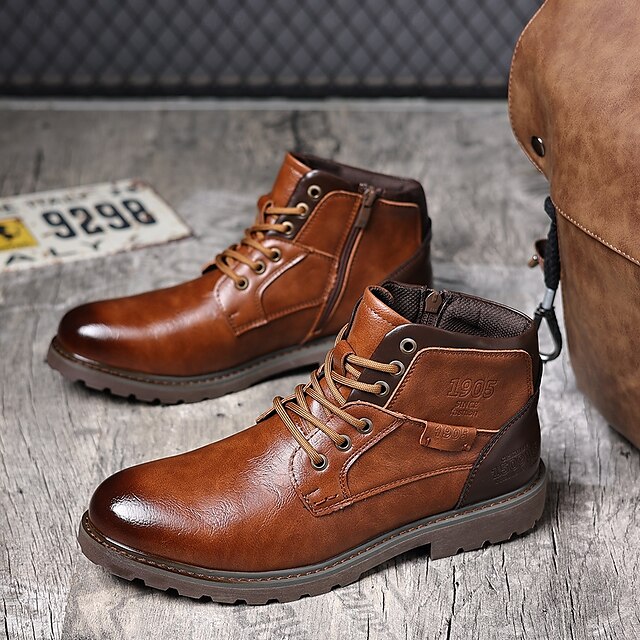 Men's genuine leather waterproof and non-slip vintage Martin boots-MENSZONES