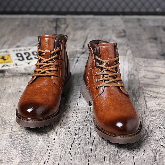 Men's genuine leather waterproof and non-slip vintage Martin boots-MENSZONES