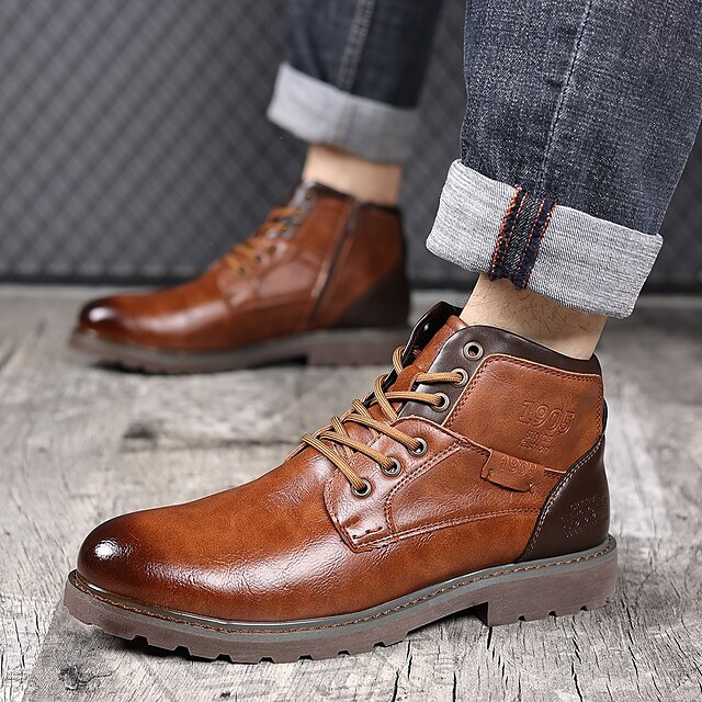 Men's genuine leather waterproof and non-slip vintage Martin boots-MENSZONES