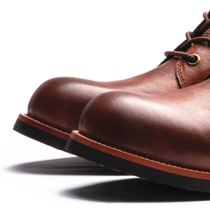 Mens Genuine Leather Waterproof Non-slip Arch Support Hiking Casual Chukka Boots-MENSZONES