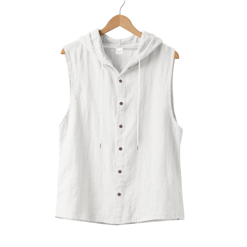 Men's Casual Loose Fit Linen Hooded Shirt