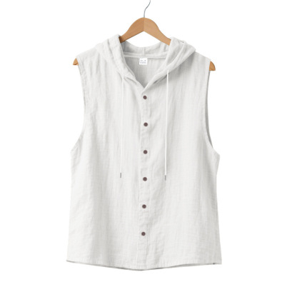 Men's Casual Loose Fit Linen Hooded Shirt