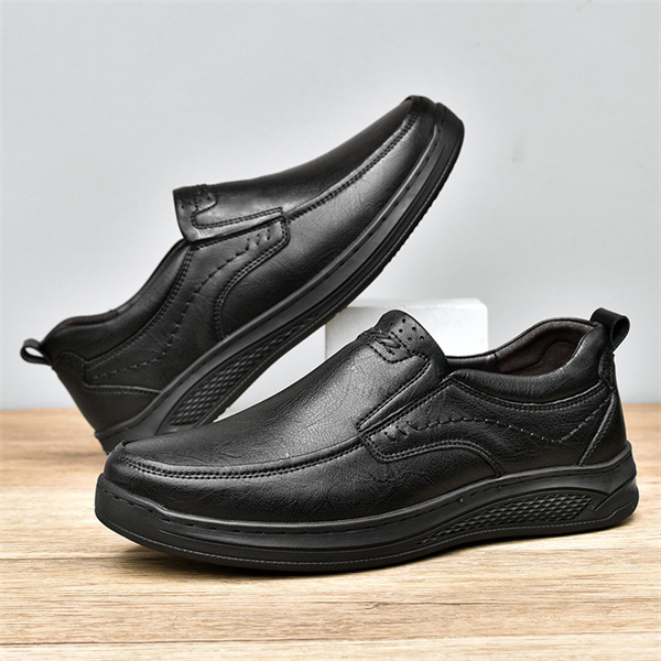 Men's genuine leather non-slip padded slip-on casual loafers