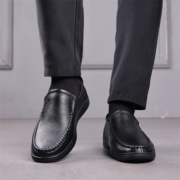 Men's genuine leather soft insole non-slip slip-on loafers-MENSZONES