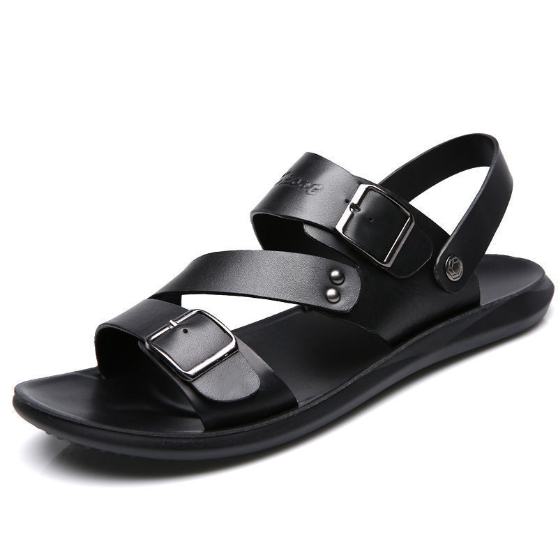 Mens Casual Comfy Soft Sole Non-Slip  Leather Sandals-MENSZONES