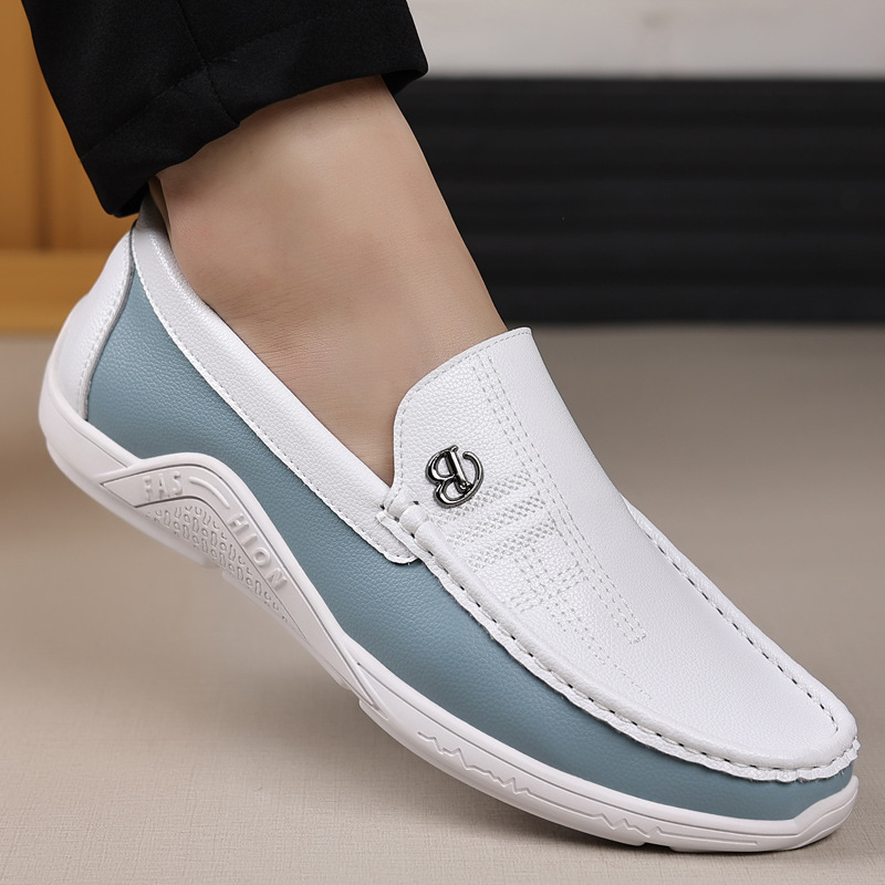 Men's genuine leather soft-soled non-slip casual loafers-MENSZONES