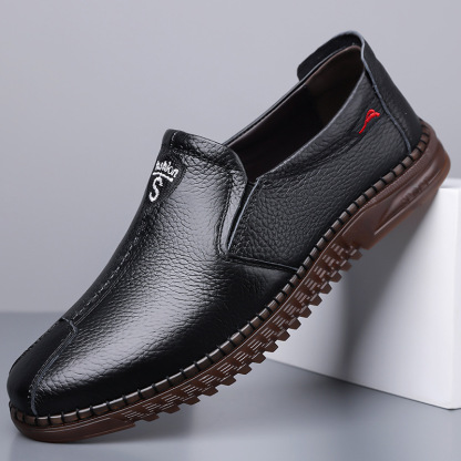Men's genuine leather soft sole non-slip arch support casual loafers
