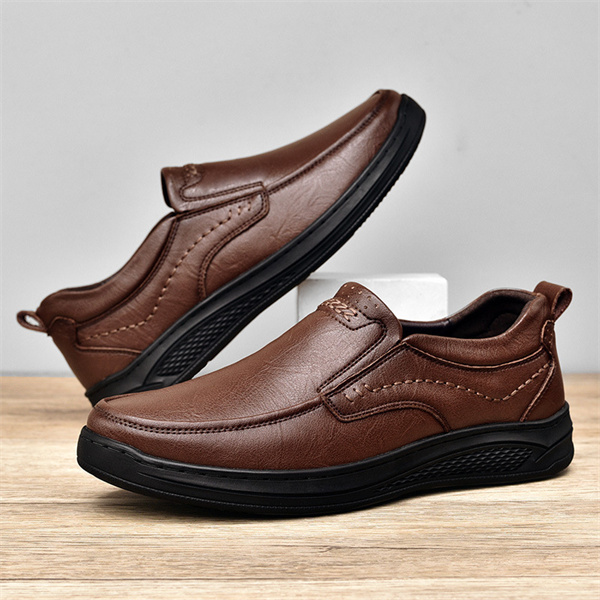 Men's genuine leather non-slip padded slip-on casual loafers