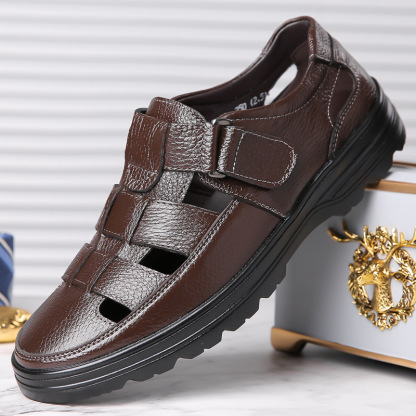 Men's outdoor casual genuine leather comfortable non-slip sandals-MENSZONES