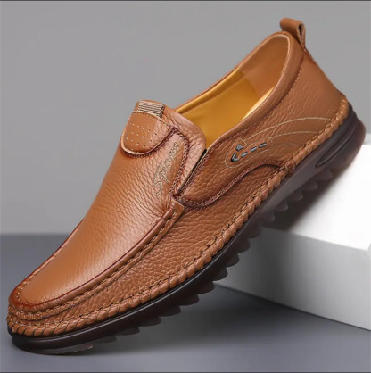 Men's Genuine Leather Soft Sole Non-Slip Arch Support Loafers