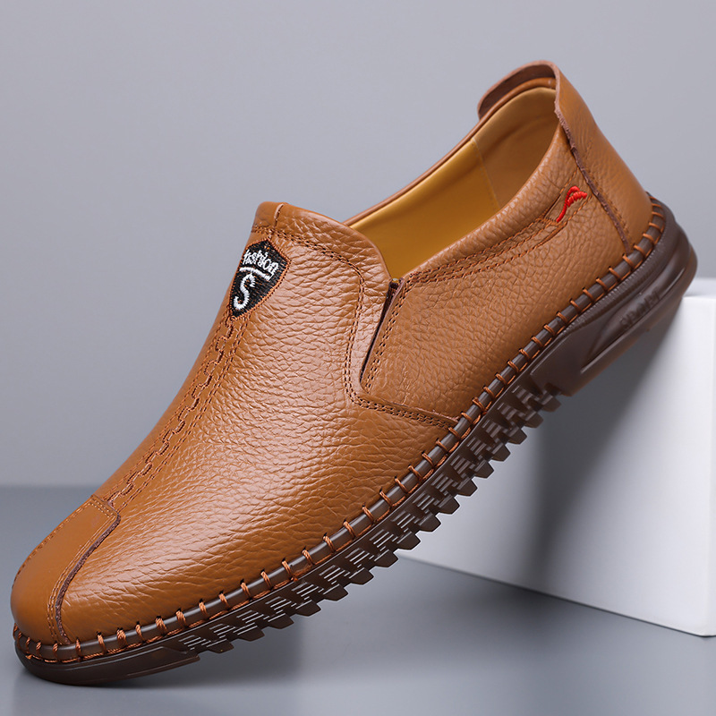 Men's genuine leather soft sole non-slip arch support casual loafers