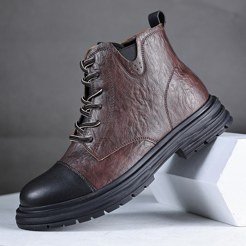 Men's Genuine Leather Waterproof Non-slip Casual Chukka Boots-MENSZONES