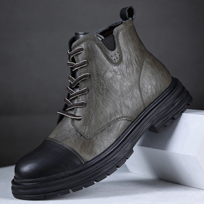 Men's Genuine Leather Waterproof Non-slip Casual Chukka Boots-MENSZONES