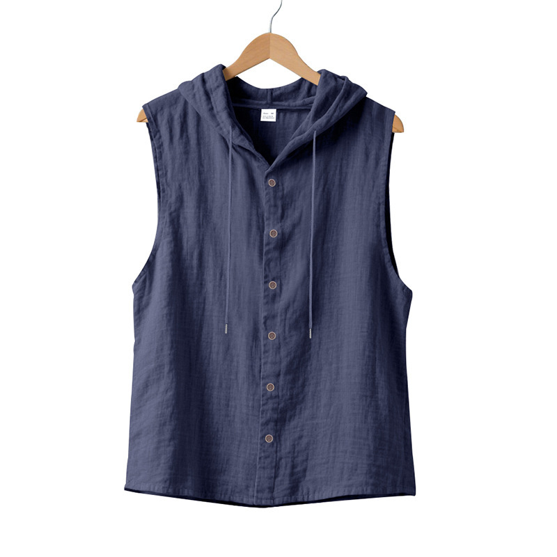 Men's Casual Loose Fit Linen Hooded Shirt