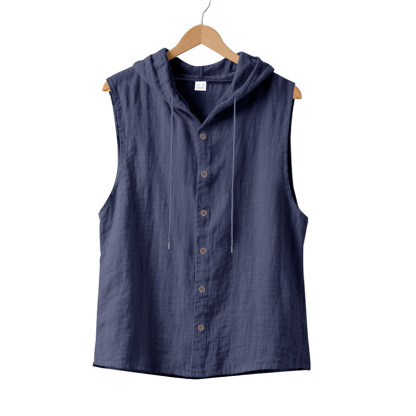 Men's Casual Loose Fit Linen Hooded Shirt