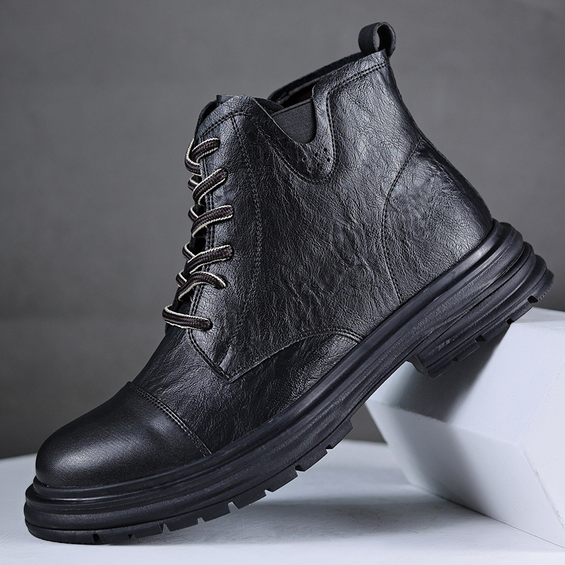 Men's Genuine Leather Waterproof Non-slip Casual Chukka Boots-MENSZONES