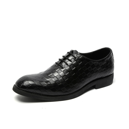 Men Casual Business Cap Toe Lace-up Leather Dress Oxfords-MENSZONES