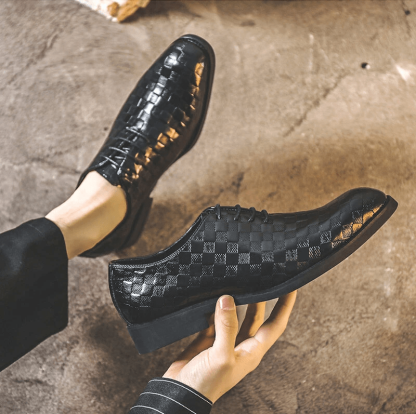 Men Casual Business Cap Toe Lace-up Leather Dress Oxfords-MENSZONES