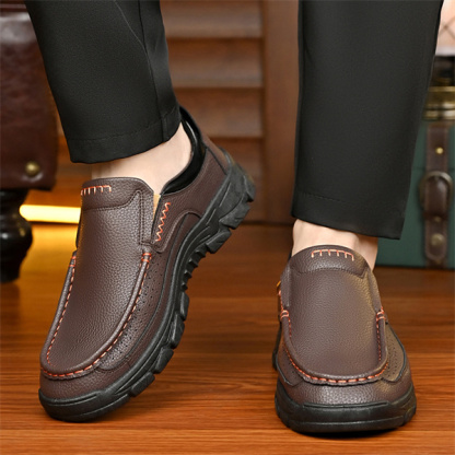 Men's genuine leather soft sole non-slip waterproof casual loafers