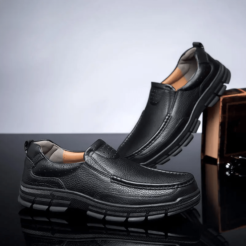 Mens Comfy Soft Bottom Genuine Leather Slip On Loafers-MENSZONES