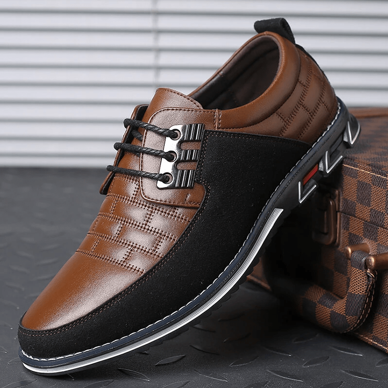 Men Splicing Non Slip Business Casual Comfortable Leather Oxfords-MENSZONES
