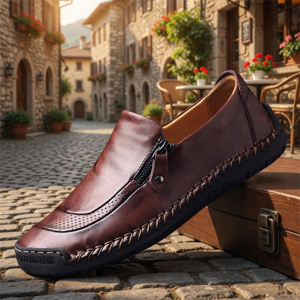 Men's Waterproof Handmade Side Zipper Casual Comfort Loafers