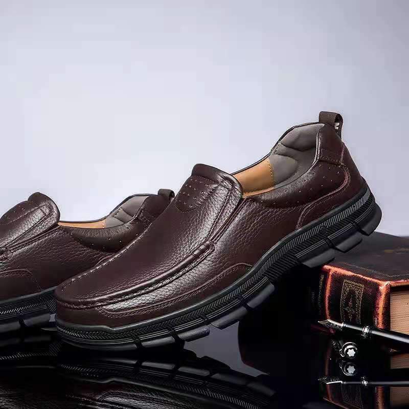 Mens Comfy Soft Bottom Genuine Leather Slip On Loafers-MENSZONES