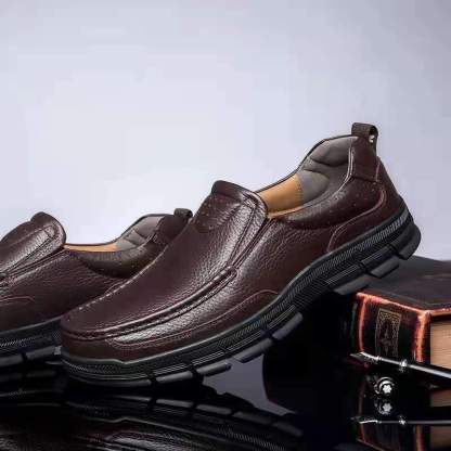 Mens Comfy Soft Bottom Genuine Leather Slip On Loafers-MENSZONES