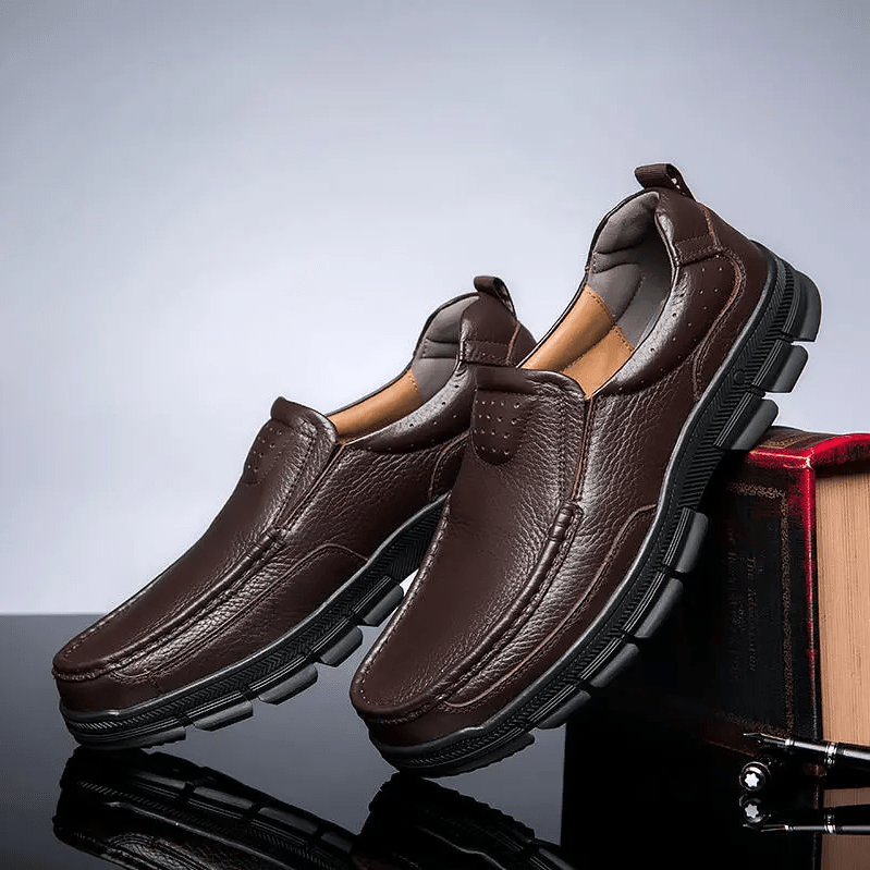 Mens Comfy Soft Bottom Genuine Leather Slip On Loafers-MENSZONES