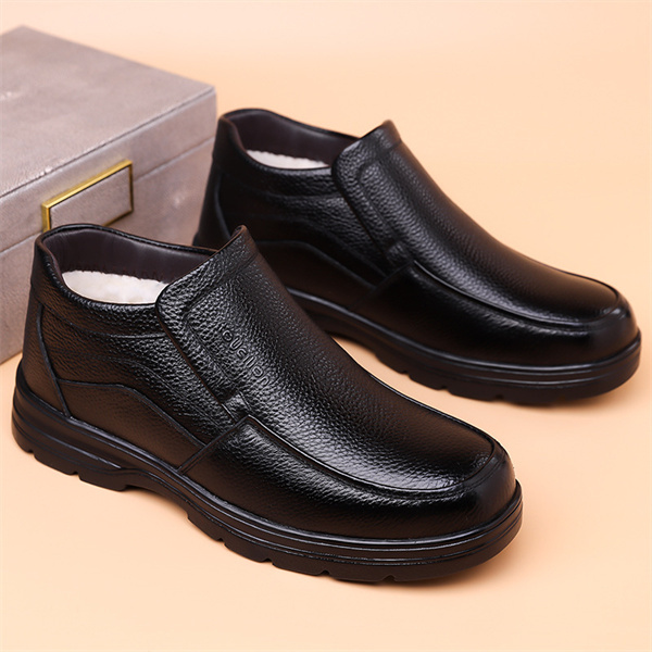 Men's Genuine Leather Waterproof Wool Lined Soft-Sole Loafers | Warm & Comfortable