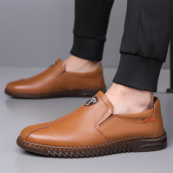 Men's genuine leather soft sole non-slip arch support casual loafers