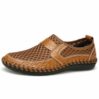 Mens Hand Stitching Breathable Honeycomb Slip-on Casual Shoes-MENSZONES