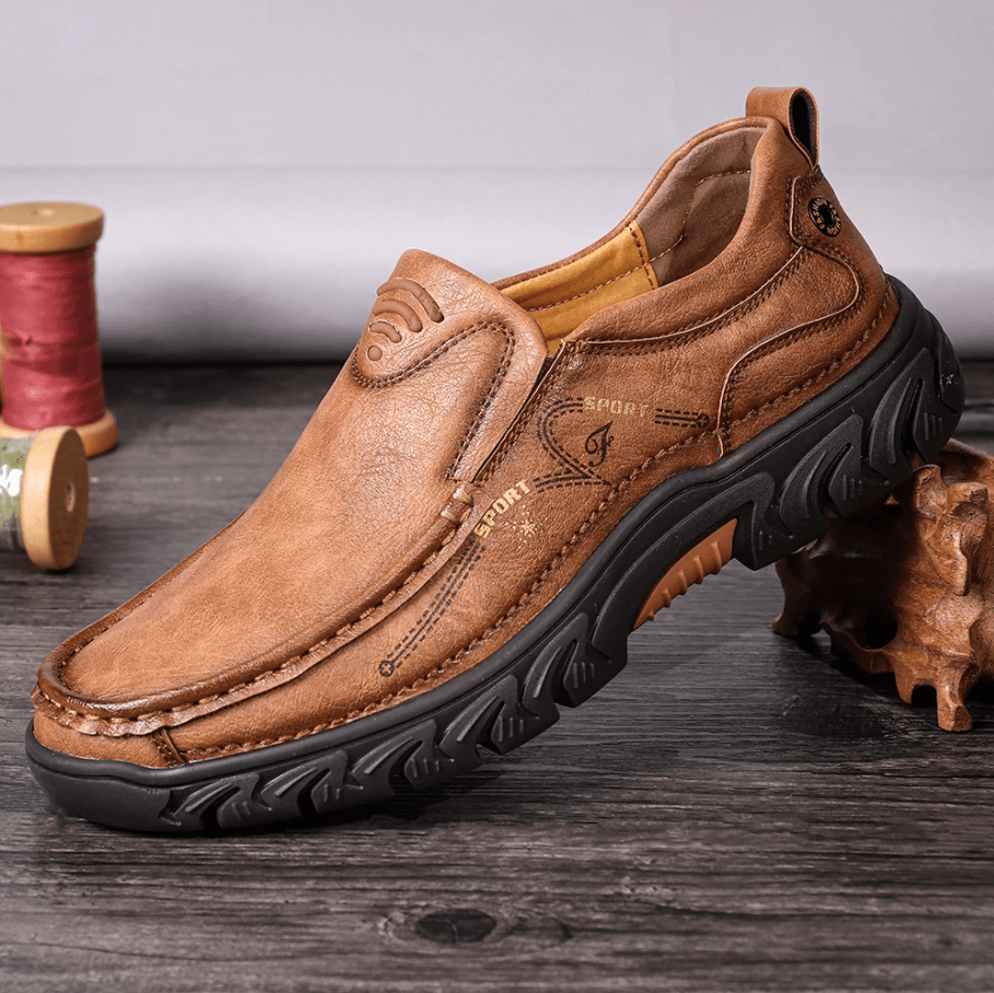 Mens Waterproof Non Slip Casual Genuine Leather Loafers-MENSZONES