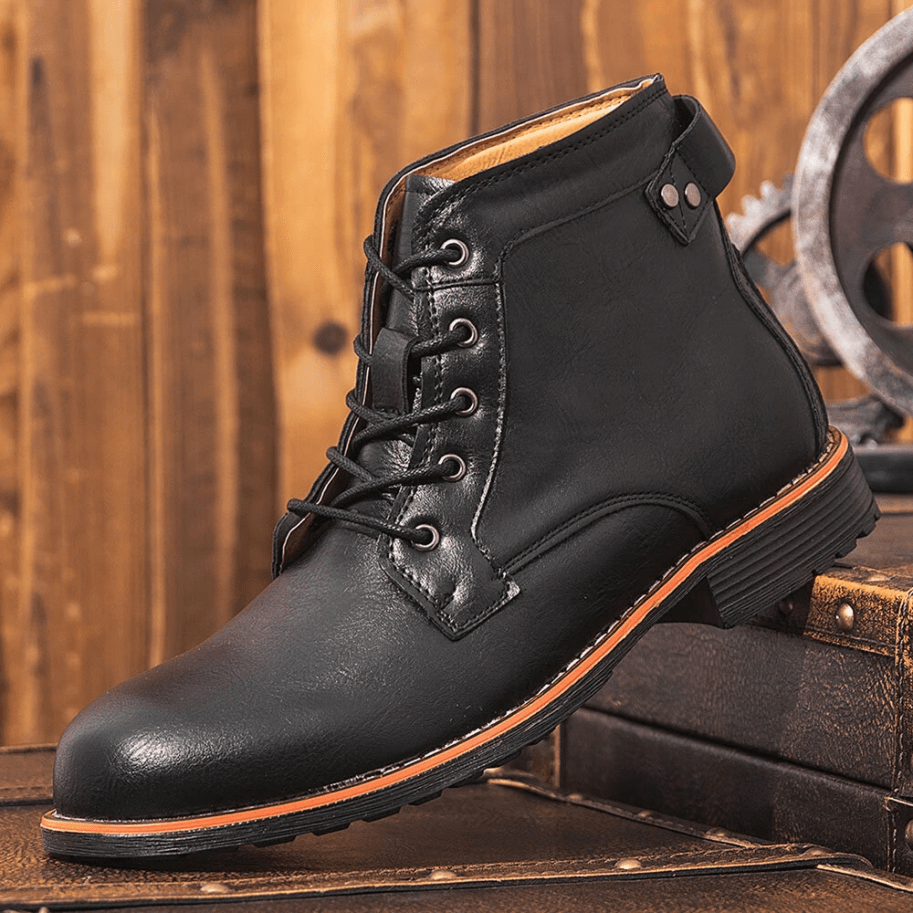 Mens Genuine Leather Waterproof Non-slip Arch Support Hiking Casual Chukka Boots-MENSZONES