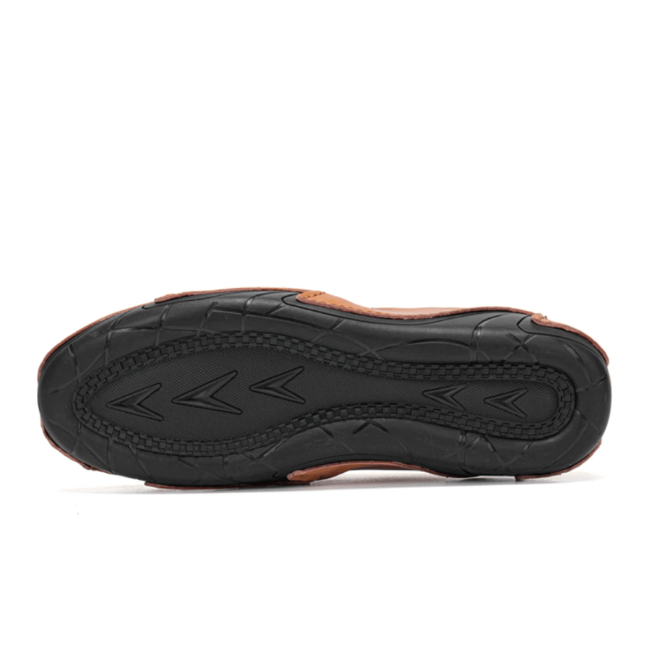 Mens Non Slip Comfy Soft Sole Casual Zipper Leather Loafers-MENSZONES