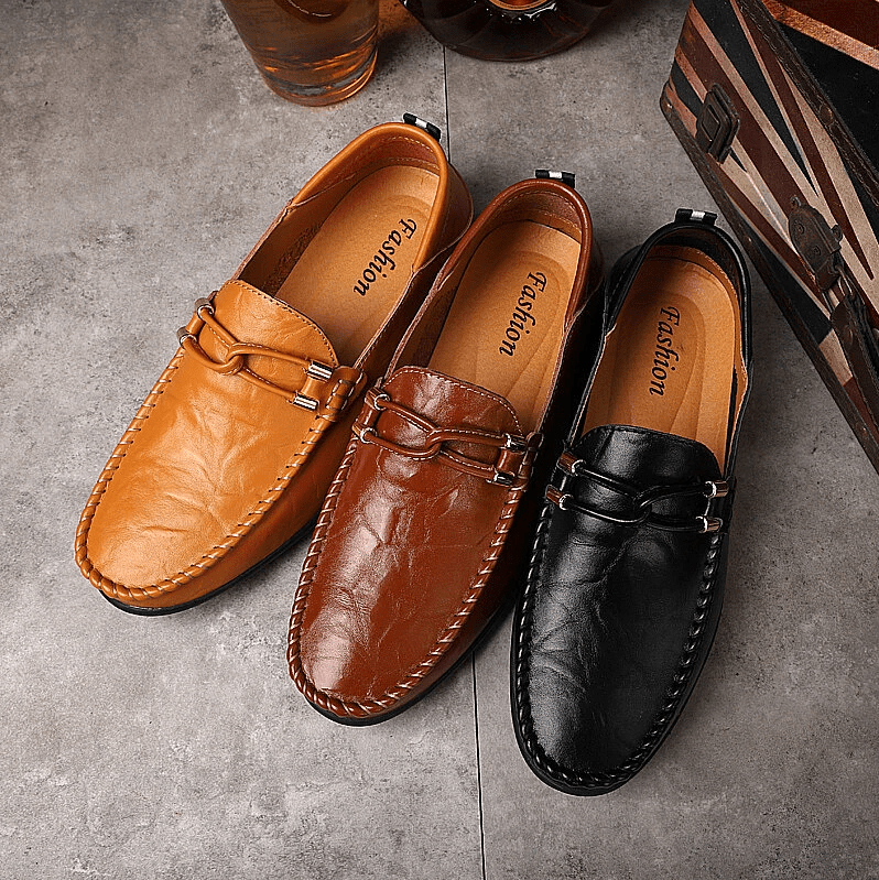 Genuine Leather Comfy Casual Business Slip On Loafer Moccasins Shoes-MENSZONES