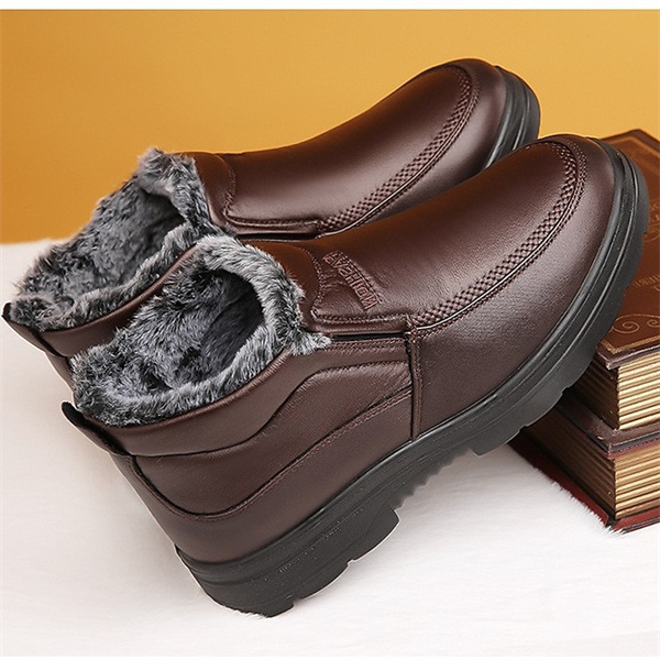 Men's Retro Winter Plush Lined Casual Shoes-MENSZONES